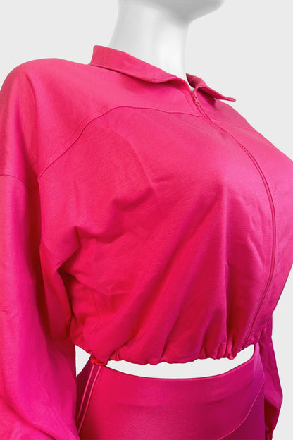 Zip Up Drawstring Pants Sets