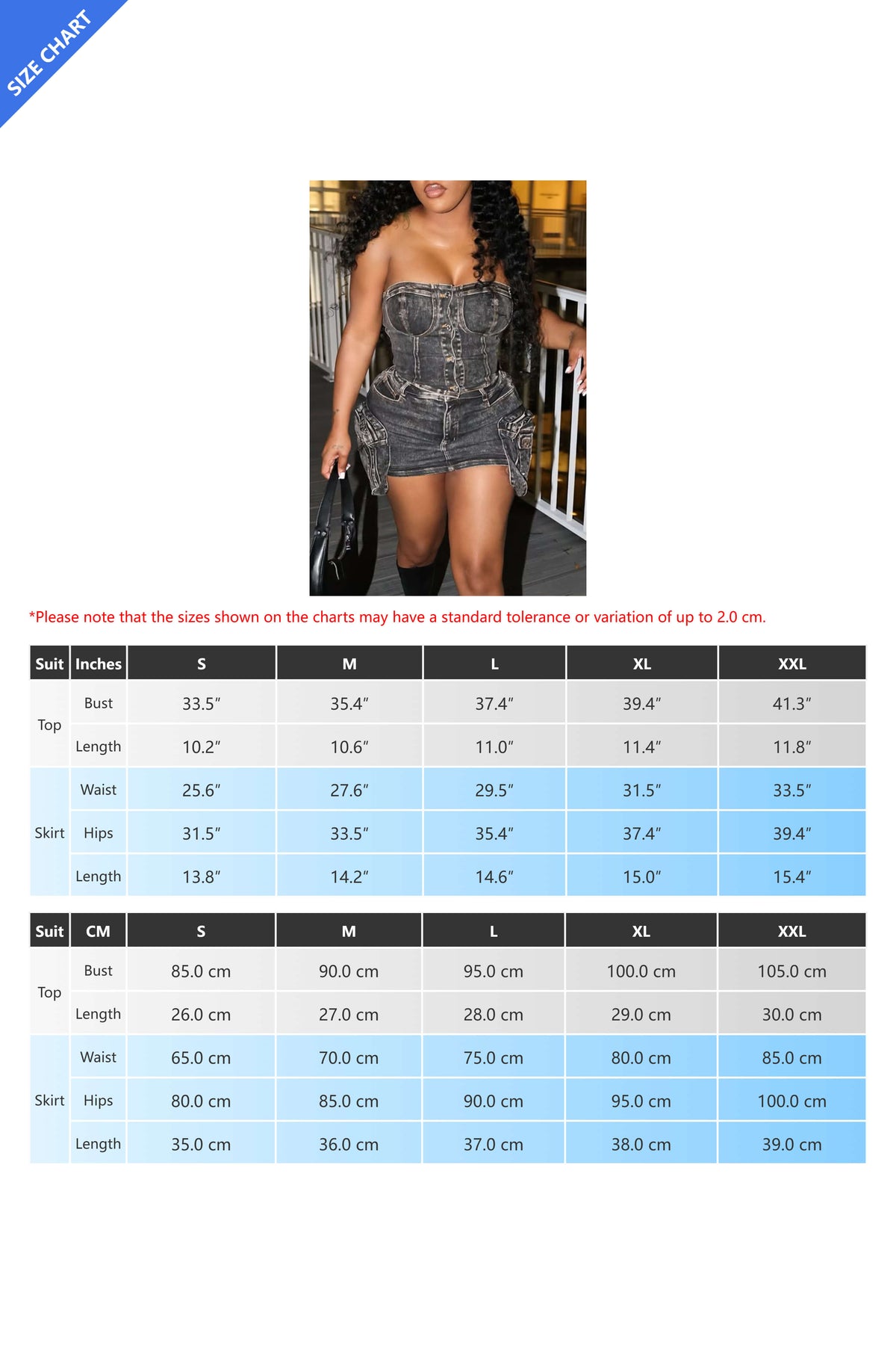 Denim Cargo Skirt Set