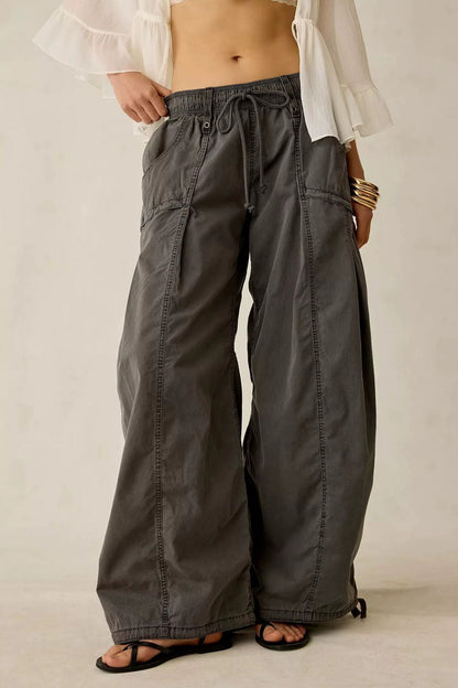 Wide Leg Drawstring Parachute Pant