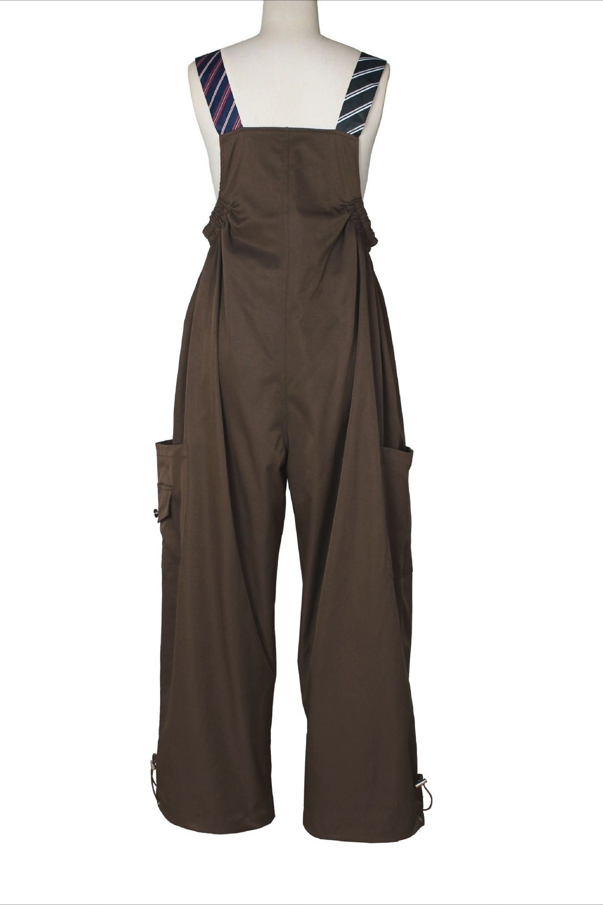 Wide-Leg Cargo Overalls with Buckle Straps
