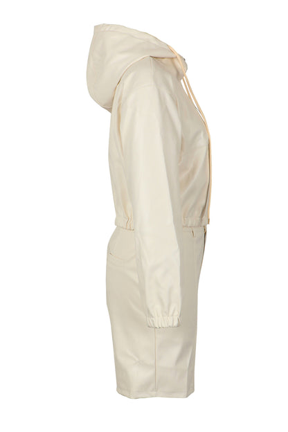 Leather-Look Hooded Jacket & Bermuda Shorts Set