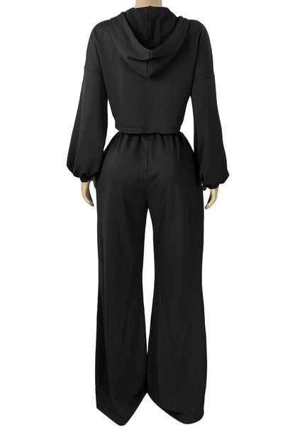 Cropped Zip Hoodie & Wide Leg Sweatpants Set
