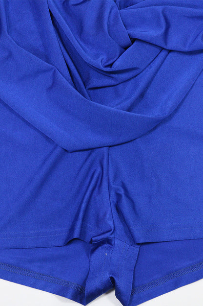 Draped Plunging Halter Backless Romper