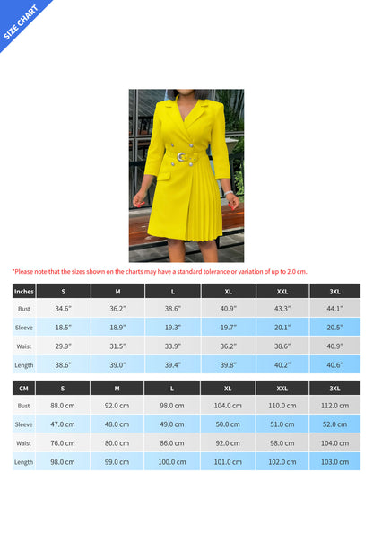 Pleated Patchwork Midi Blazer Dress