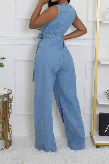 Zip-Front Wide Leg Jumpsuit
