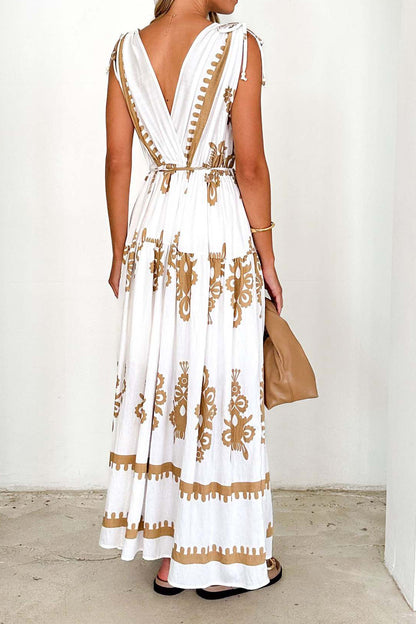 Bohemian Floral Print V-Neck Maxi Dress