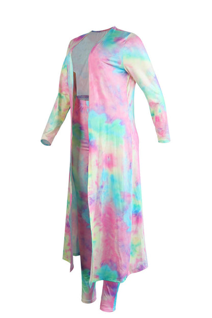 Printed Pants with Long Cardigan Set