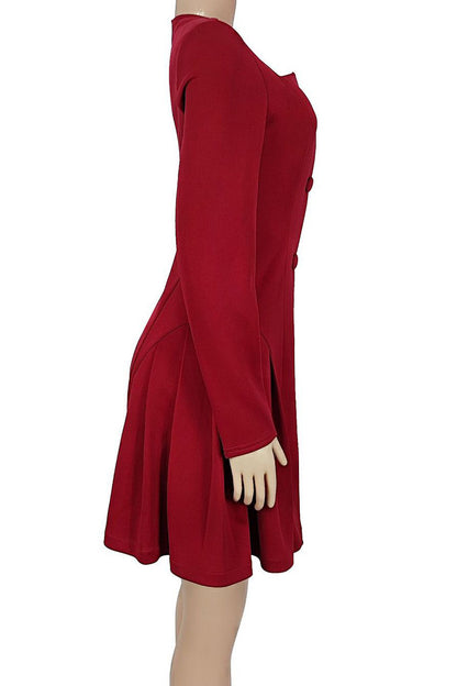 Elegant Deep V Ruffle Long Sleeve Mini Dress