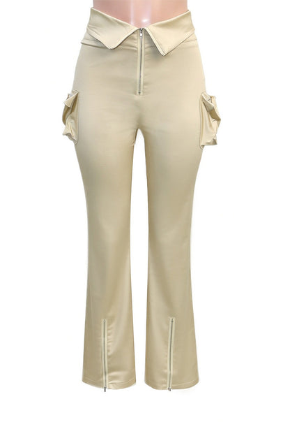 Zip Cargo Flared Pants