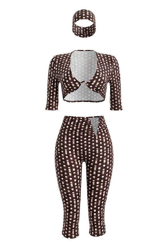 Abstract Print U-Bar Capri Set