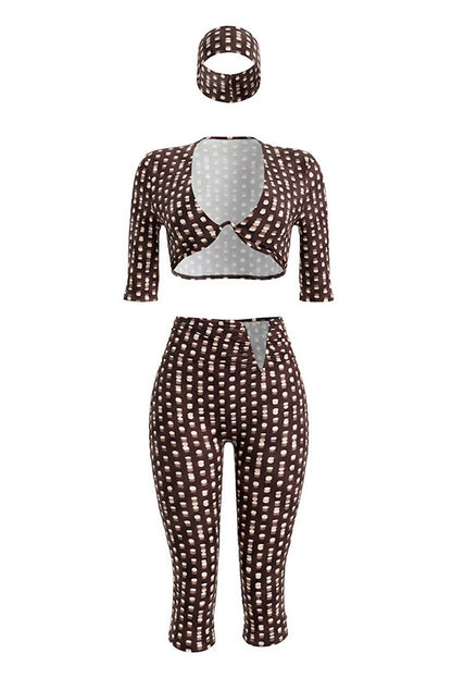 Abstract Print U-Bar Capri Set