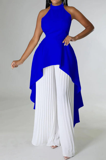 Halter Tunic Top & Pleated Pants Set