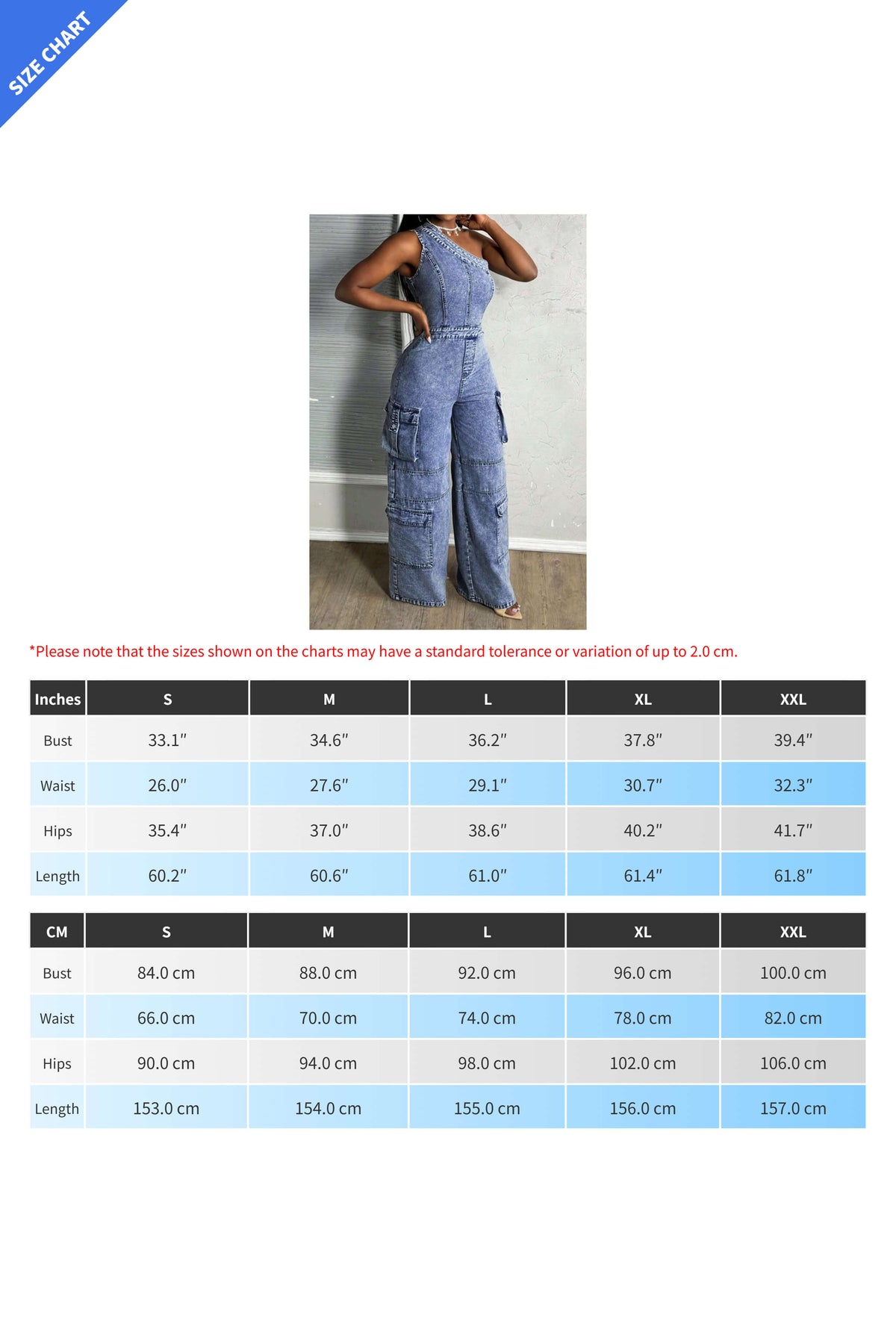 One Shoulder Stretch Denim Jumpsuit