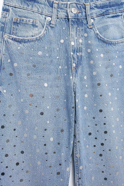Rhinestone Straight Leg Jeans