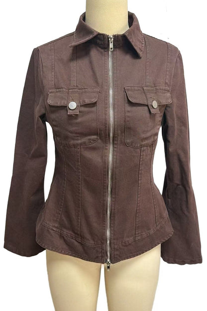 Fitted Zip-Front Utility Jacket
