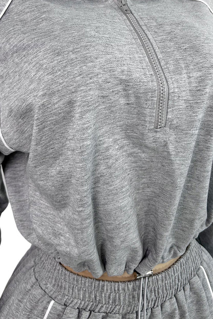 Half-Zip Sweatshirt & Wide Leg Pants Set