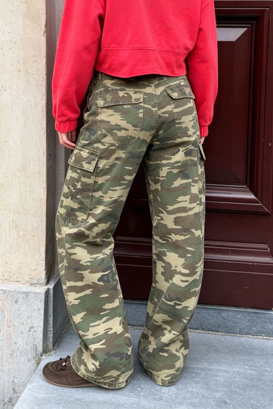 Camo Wide Leg Cargo Pants