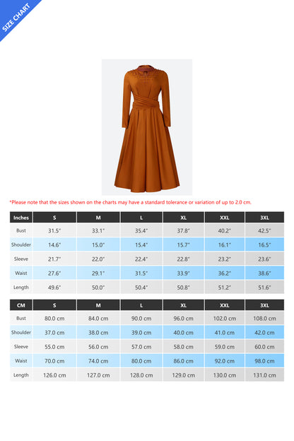 High Collar Elegant Beaded Large Swing Dress