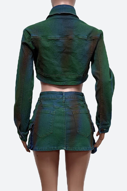 Cargo Denim Skirt Set