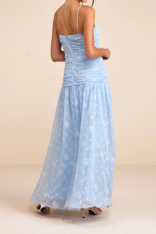 Floral Ruched Cami Vacation Maxi Dress