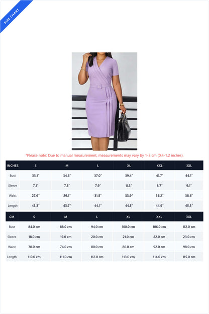 Tailored V-Neck Belted Pleated Pencil Dress
