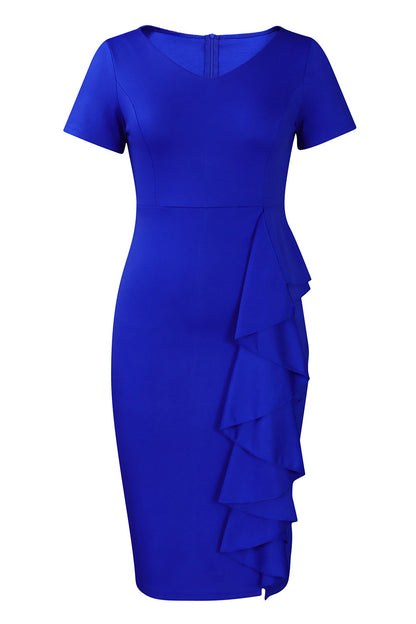 Solid Color Hip Ruffled High-Waisted Dress