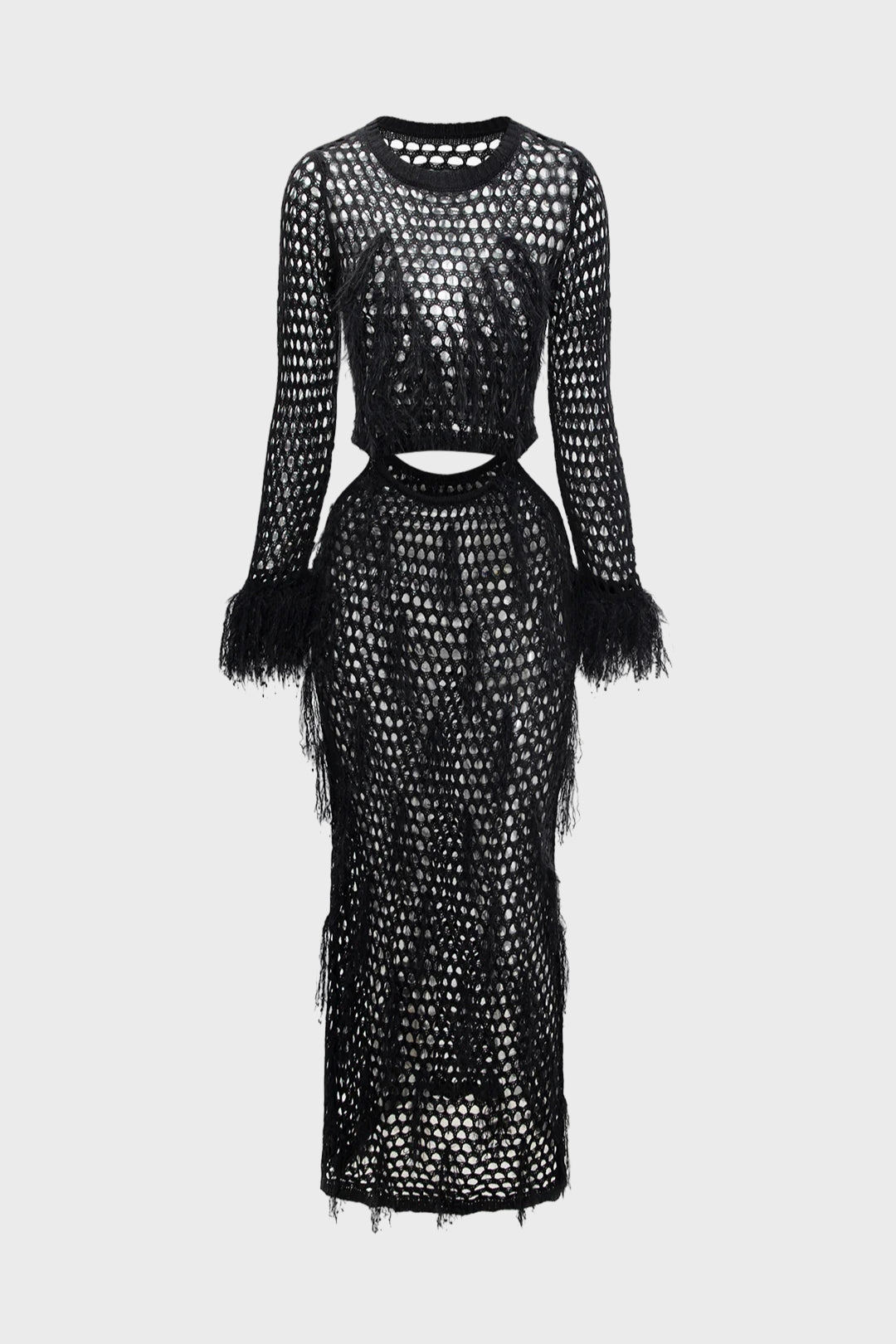 Fringe Knitting Hollow Long Dress