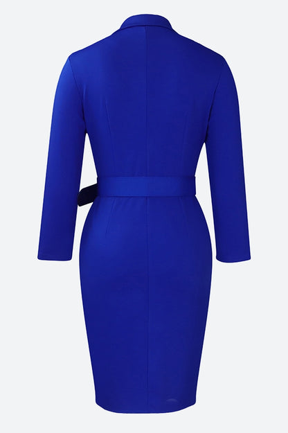Long Sleeve Double Breasted Midi Dress