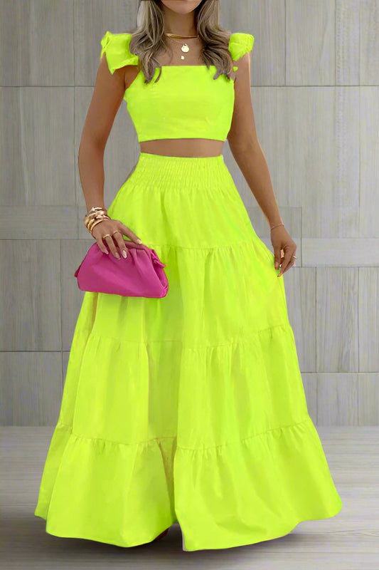 Cami Crop Top with High Waist Skirt Set