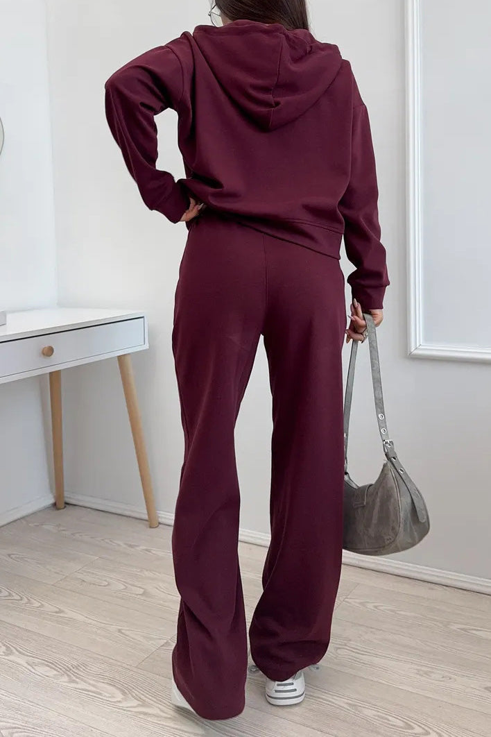 Hooded Zip Sweatshirt & Drawstring Pants Set