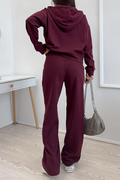 Hooded Zip Sweatshirt & Drawstring Pants Set
