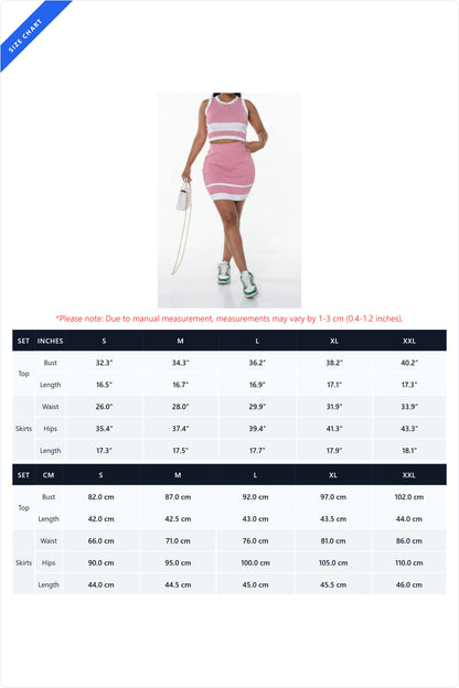 Ribbed Knit Colorblock Crop Top & Mini Skirt Set