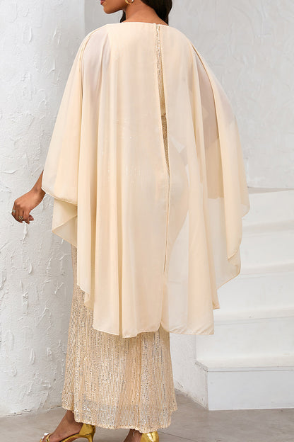 Sequin Three Quarter Length Sleeve Dress