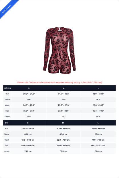 Floral Mesh Backless Long-Sleeve Romper