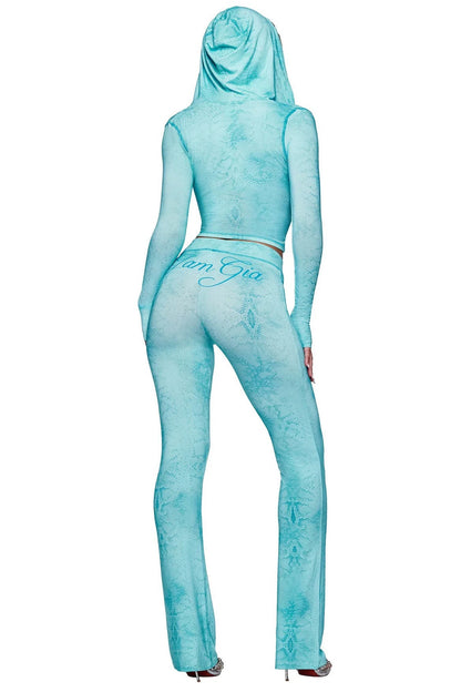 Printed Zip Hoodie & Flared Pant Set