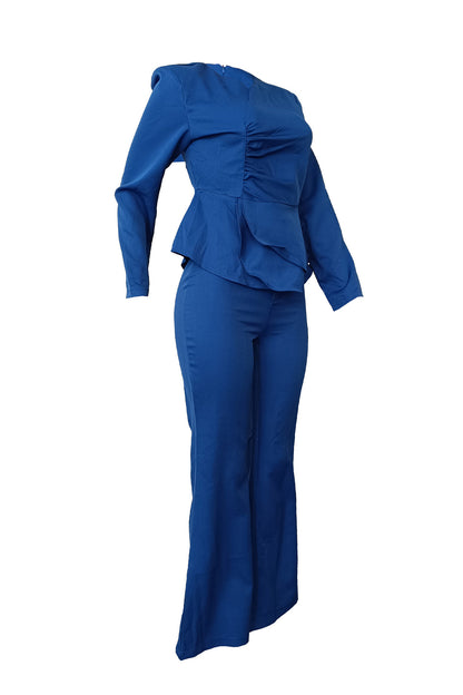 Ruffle Hem Blouse & Pants Set