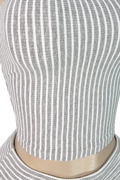 Striped Ribbed Tube Top & Shorts Set