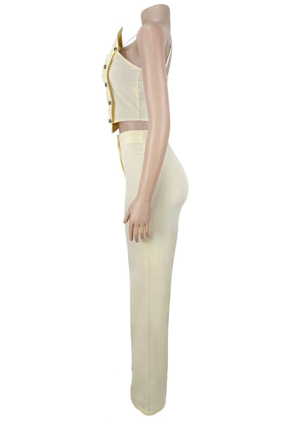 Asymmetrical Button Cami Pant Set