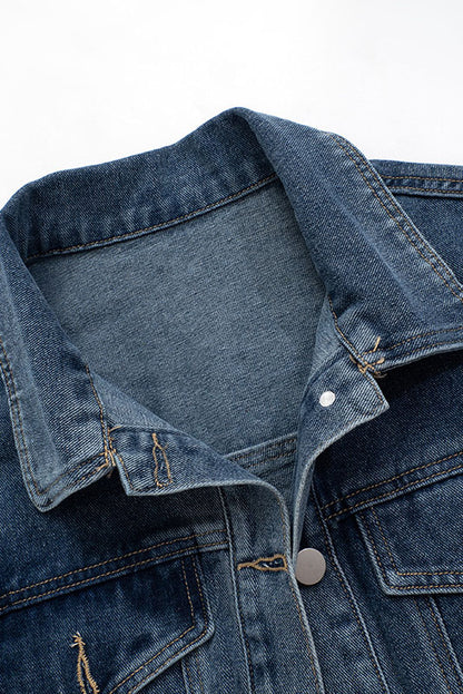 Denim Polo Collar Short Top Coat