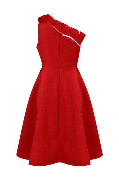 Pleated Asymmetric Cut Long Dress