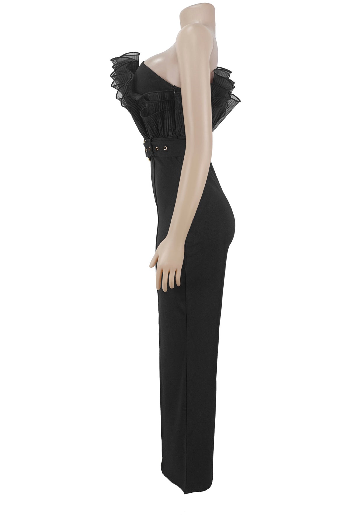 One Shoulder Ruffle Wide Leg Jumpsuit