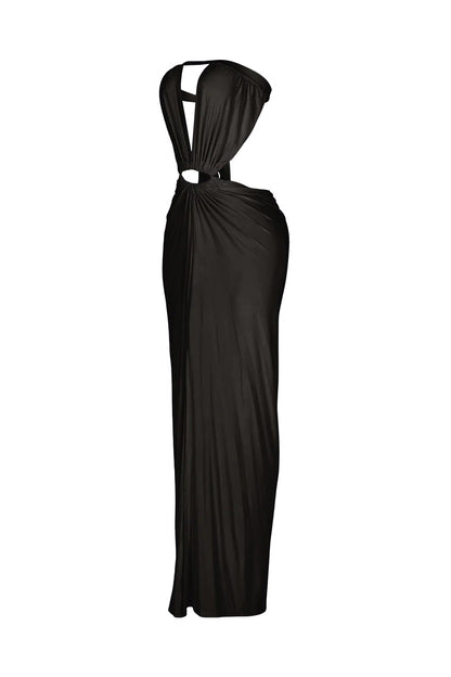 Cutout Ruched High Slit Maxi Dress