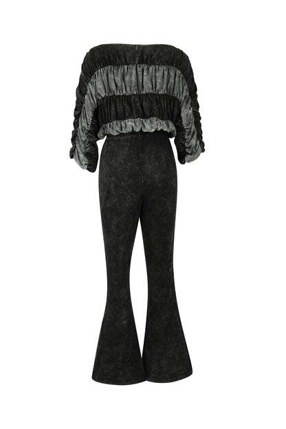 Ruched Crop Top and Lounge Pant Set