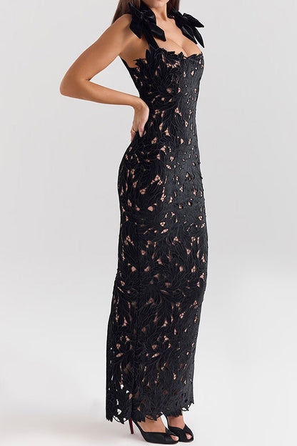 Sleeveless Lace Backless Maxi Dress