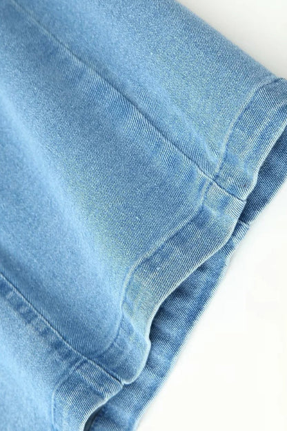 Slim Light Blue Denim Button Maxi Dress
