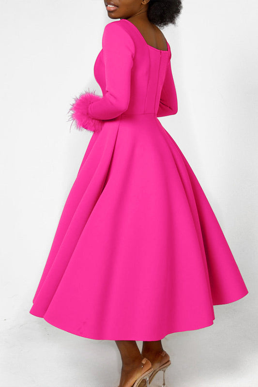 Long Sleeve Square Neck Maxi Dresses