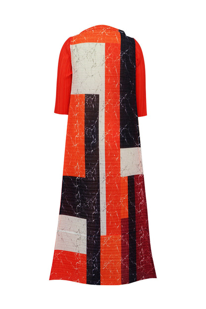 Abstract Print Pleated A Line Midi Dress