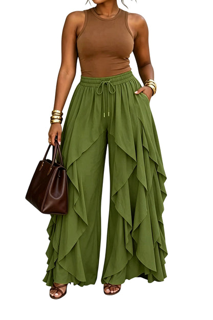 Layered Drape Wide Leg Pant