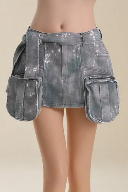 Camouflage Slim Patchwork Pocket Cargo Skirt