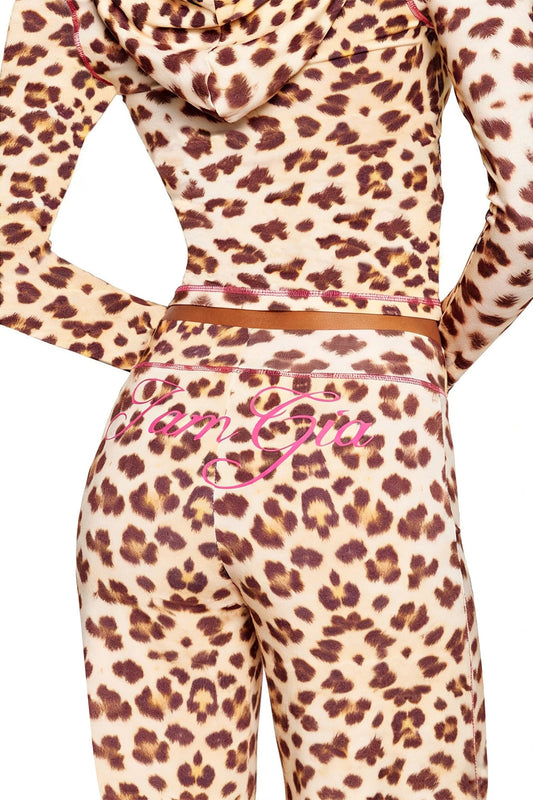Leopard Print Zip Crop & Flare Set